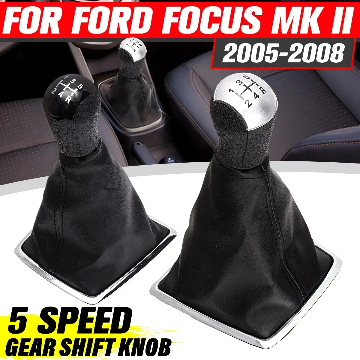 Для Ford Focus 2 MK2 2005 2006 2007 2008 2009 2010 2011 5-скоростная автомобильная ручка переключения передач, рычаг багажника, чехол, аксессуар