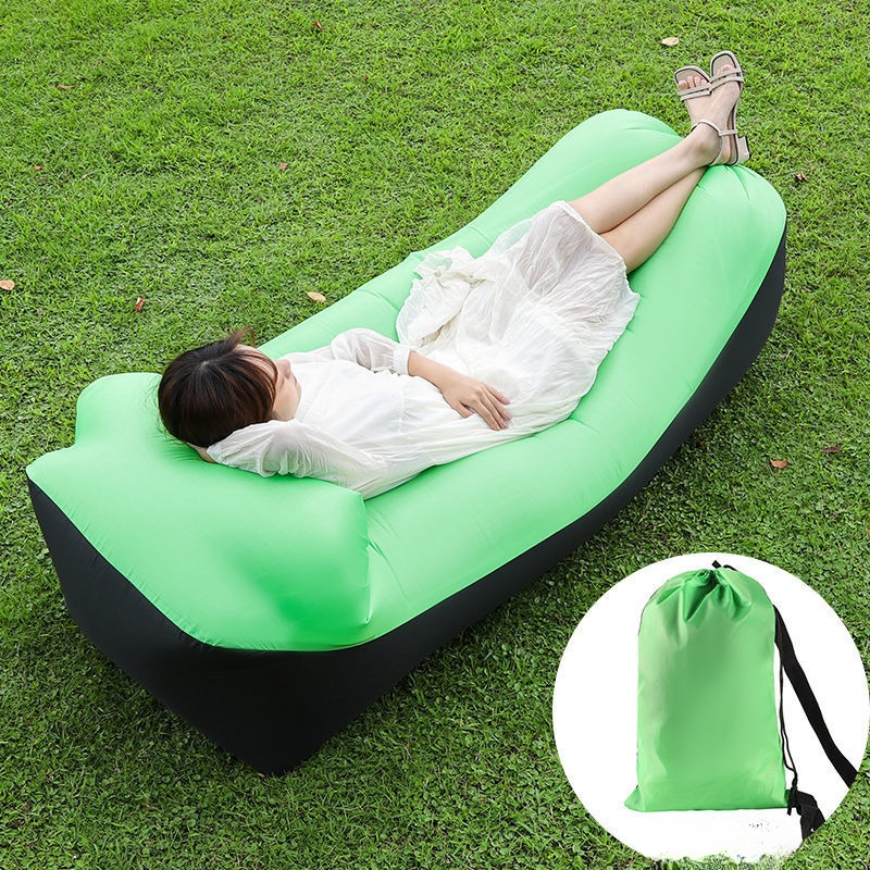 Ao ar livre portátil preguiçoso sofá inflável ao ar livre portátil praia sofá de ar dobrável acampamento inflável sofá cama saco de dormir único pe
