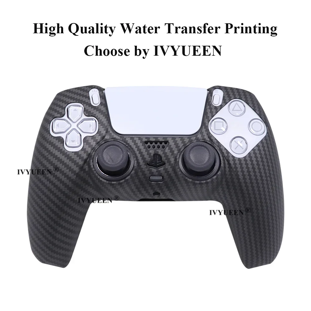 Coque de protection en silicone pour manette Sony Playstation 5 PS5, impression par transfert d'eau, housse en caoutchouc JoysUniverse, capuchons de poignées de pouce