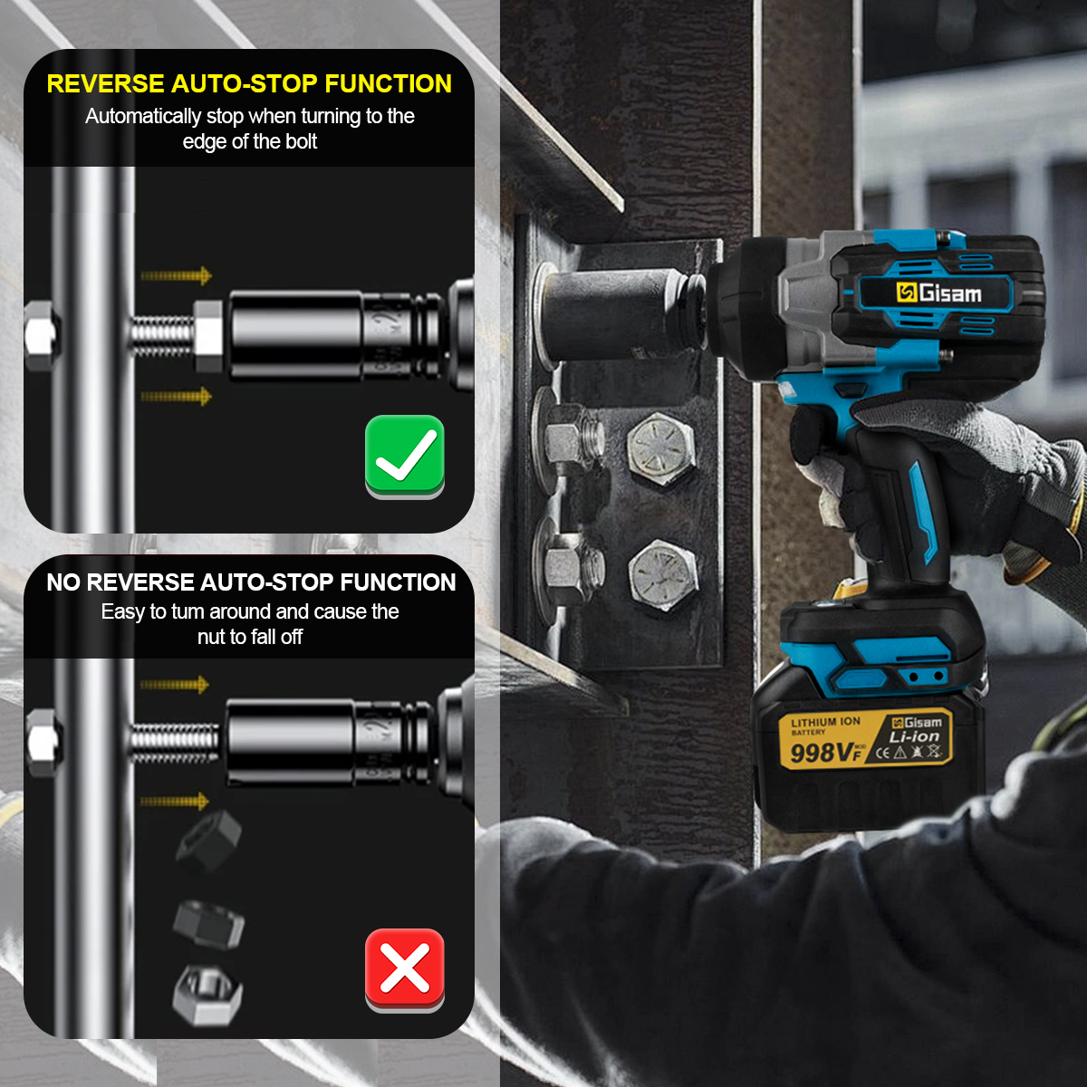 Gami 2800N.M Torque Brushless Elettrico Avvitatore a percussione 1/2 pollici Cacciavite Cordless Chiave Strumento di Potere Per Makita 18V Batteria Spille