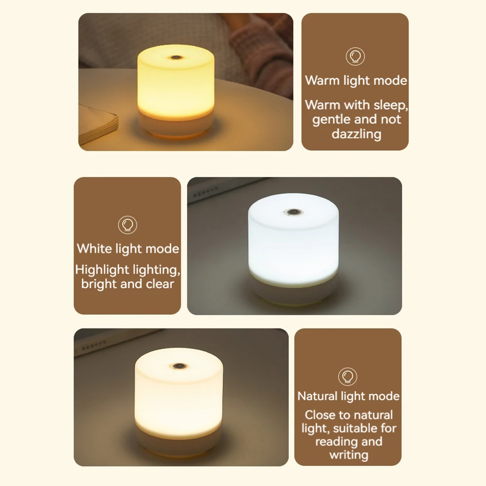 Lámpara de noche USB creativa, lámpara de mesa con atenuación táctil, luz LED nocturna para dormitorio, universidad, lámpara de lectura de libros para estudiantes 2024
