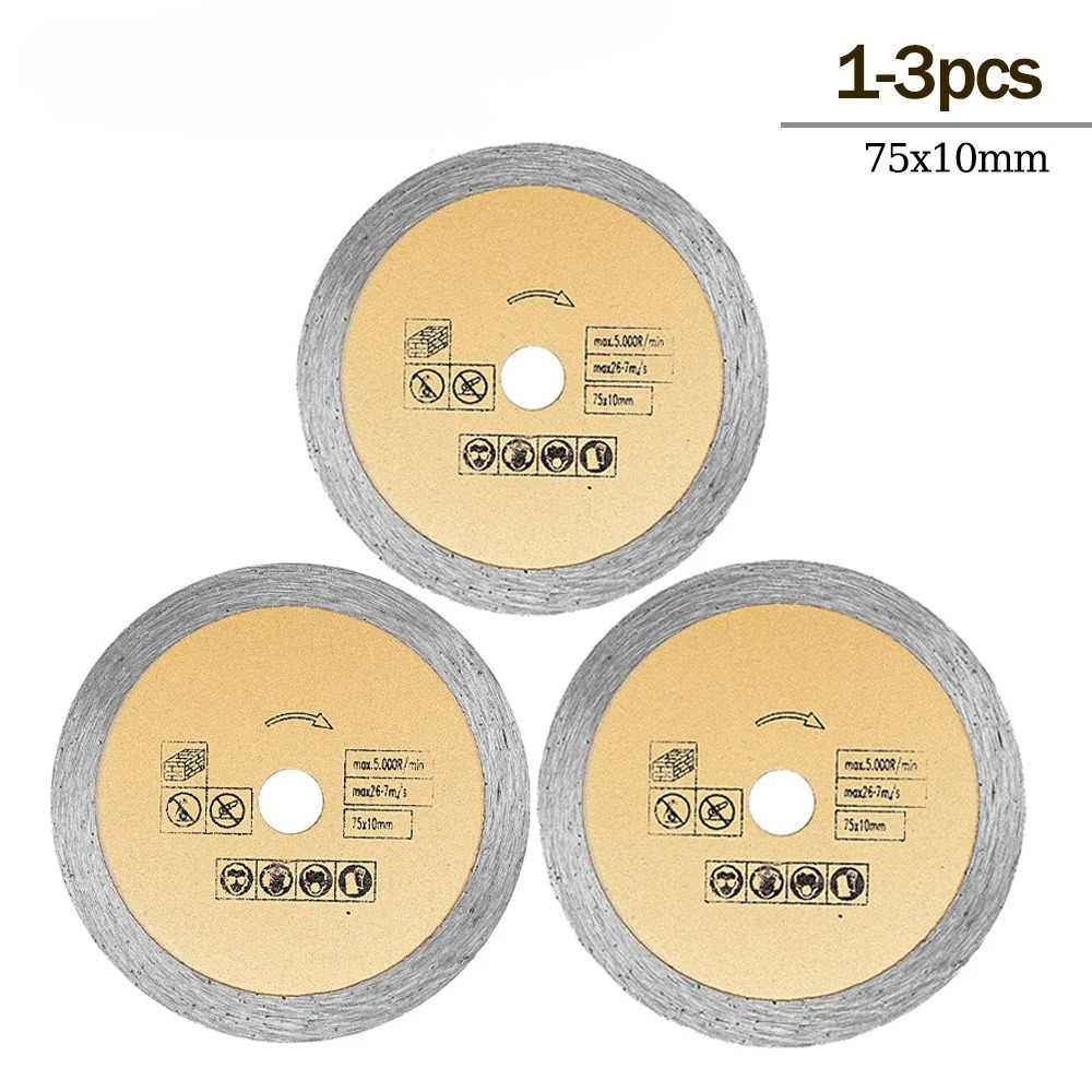 3 inch diamantzaagblad 75 mm steendoorslijpschijf mini tandeloze afgesneden wiel voor marmer keramiek beton graniet snijden 1-3 stuks