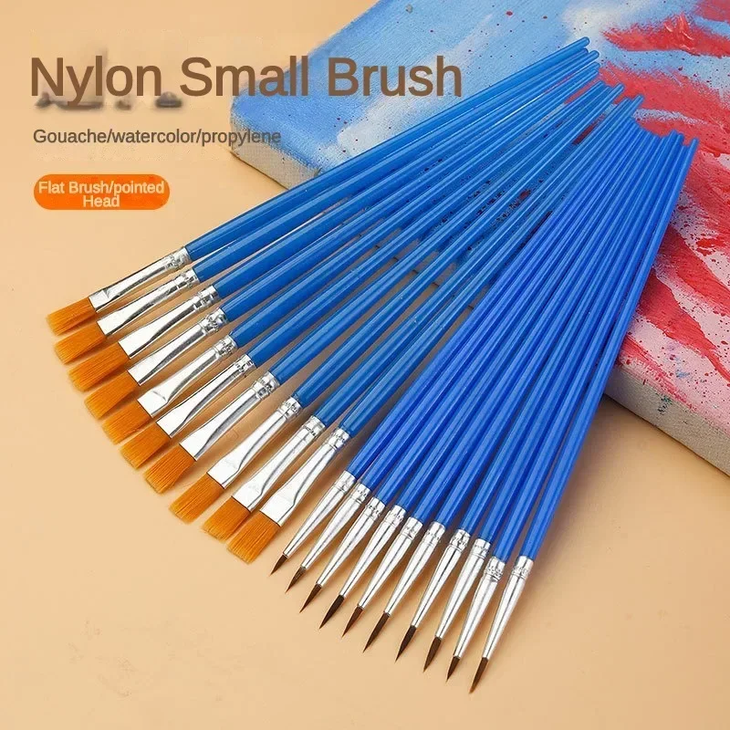 10/20/50Pcs Paint Brushes Set Acrylic with Craft Watercolor Oil Flat Round Pointed Paint Brushes Stationery Art School Supplies