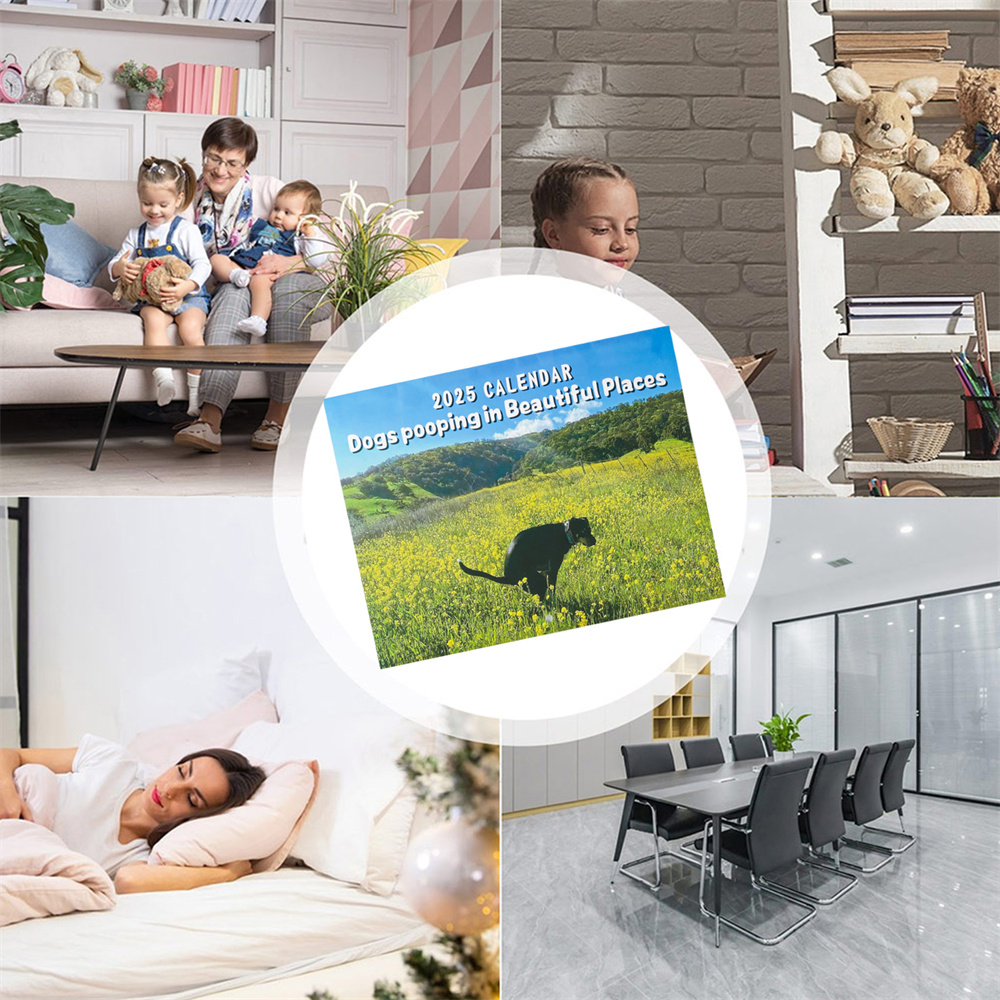 Calendrier mural pour chiots qui font caca de beaux endroits, calendrier mural pour chien drôle, Art mural, Gag, cadeau d'anniversaire, Chris, 2025