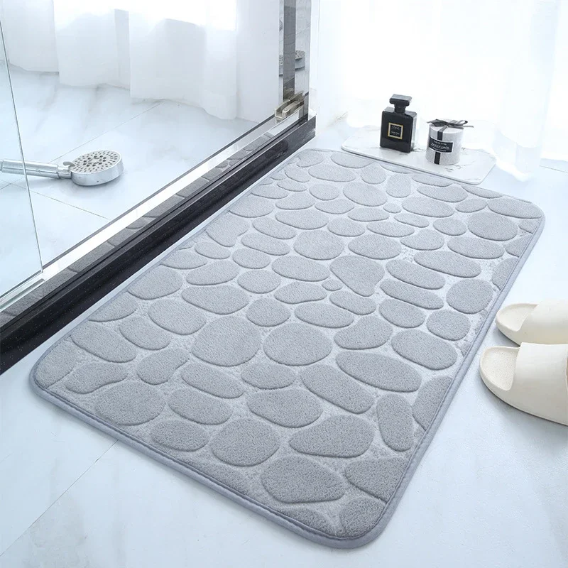 Baddeken met kiezelsteen reliëf, absorberende vloermat van traagschuim, badkamervloermat, antislip deurdeken, vloermat voor binnen