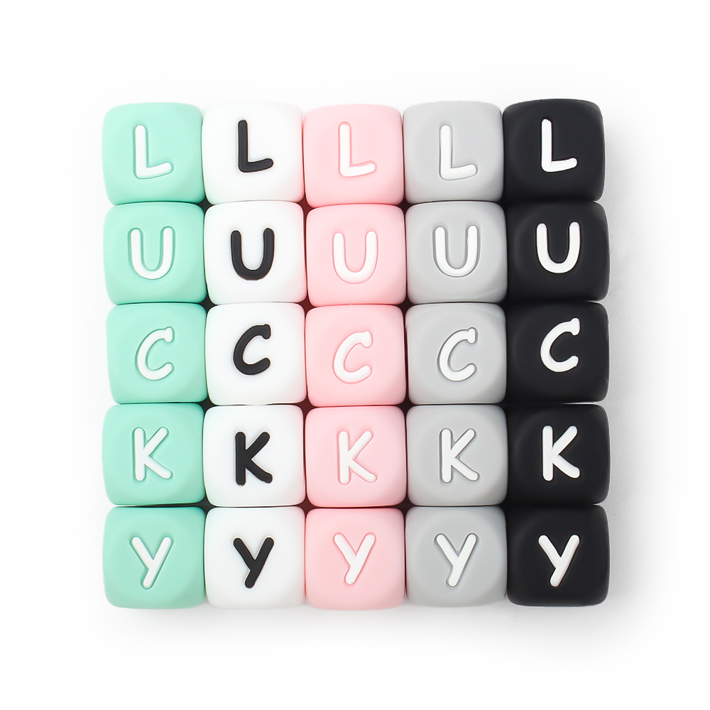 10Pcs 12mm Letters Silicone Beads English Alphabet Beads for Jewelry Making DIY Bracelet Personalized Name Chain Gift BPA Free