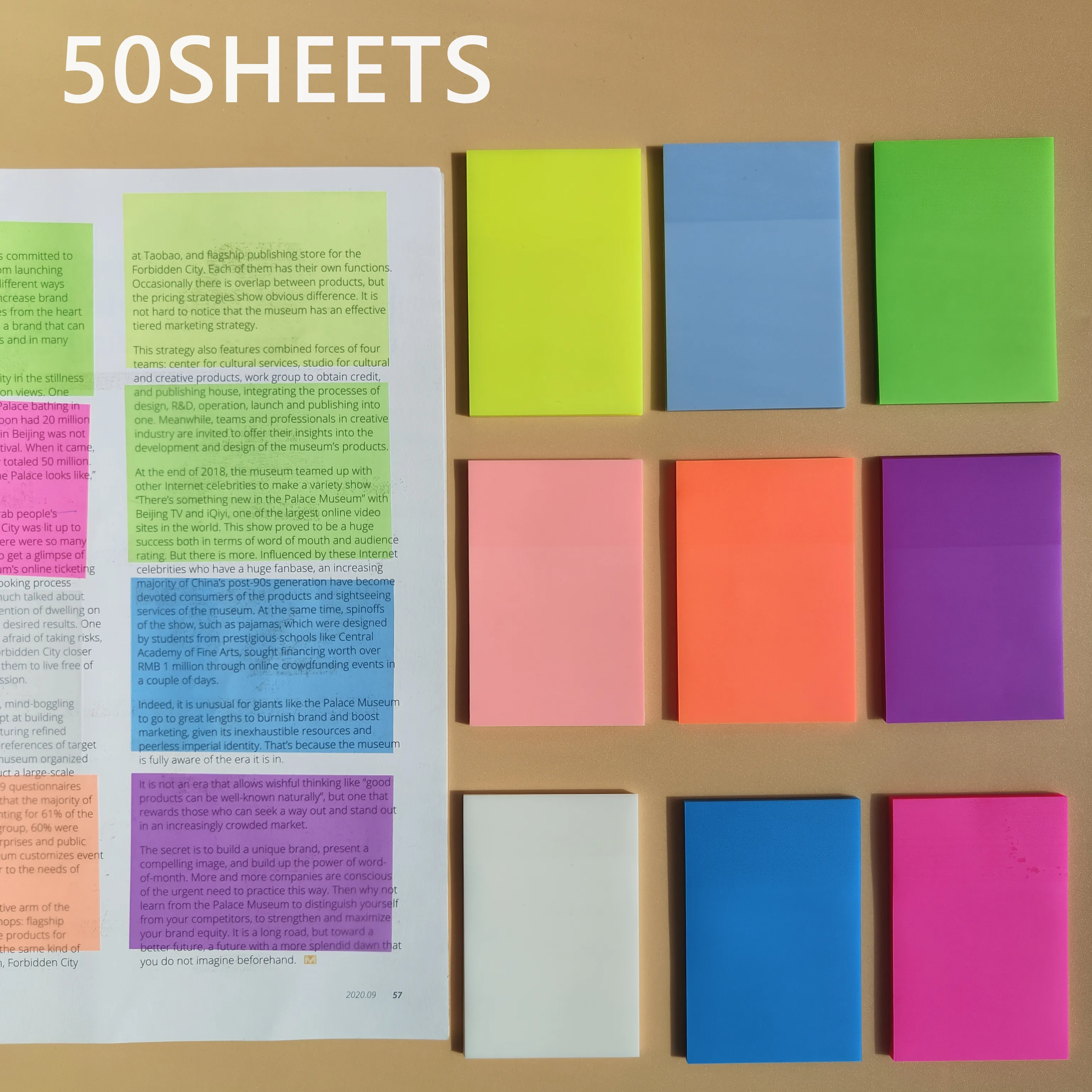 50 Sheets Stickers Transparent Sticky Notebook Pads Notepads Clear Bookmark Read Book Stationery School Supplie