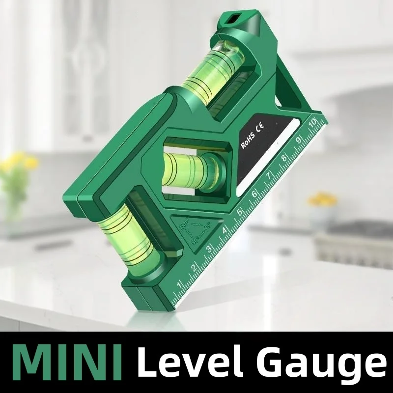 MINI เครื่องวัดระดับความแม่นยําสูงแนวนอนแนวตั้งวัดเมตริกไม้บรรทัดไม้โปรแทรกเตอร์แบบพกพา Magnetic Pocket Level Gauge