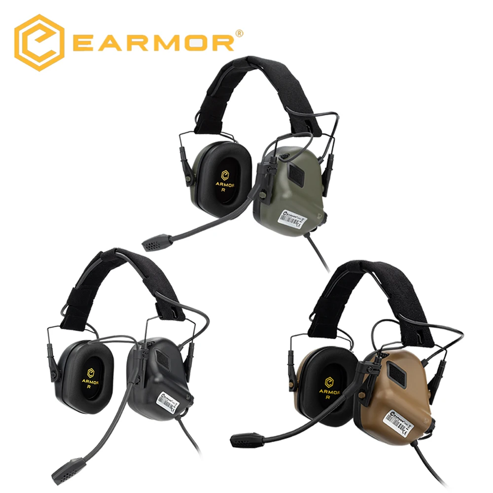 원래 EARMOR 전술 전자 슈팅 귀마개 M32 야외 스포츠 사냥을위한 소음 방지 헤드셋 사운드 증폭