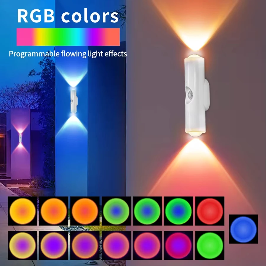 Lampa szafkowa dwugłowicowa pod szafkę kuchenną z czujnikiem ruchu, trójkolorowa biała lub RGB opcjonalnie, ładowalna lampka oświetleniowa Sunset Light
