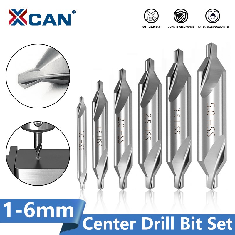 XCAN-brocas de centro combinado HSS, juego de brocas de ángulo de 60 grados, 1,0mm, 1,5mm, 2,0mm, 2,5mm, 3,5mm, 5mm