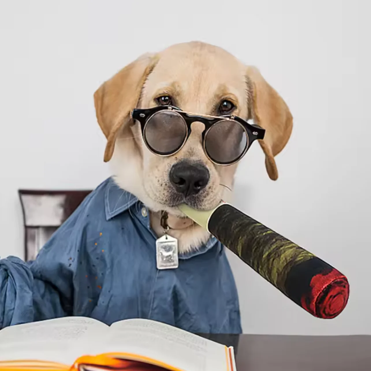 Grappig interactief hondenspeelgoed - Sigaarontwerp Pluche piepend huisdierspeelgoed Tandenslijpen Creatief kauwspeeltje voor kleine middelgrote honden