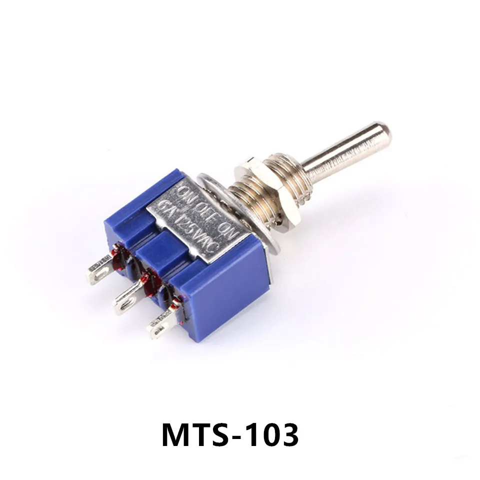 10 Buah/Banyak Biru Mini MTS-102 3-Pin SPDT ON-ON 6A 125VAC Mini Toggle Switch MTS-103 3-Pin ON-OFF-ON