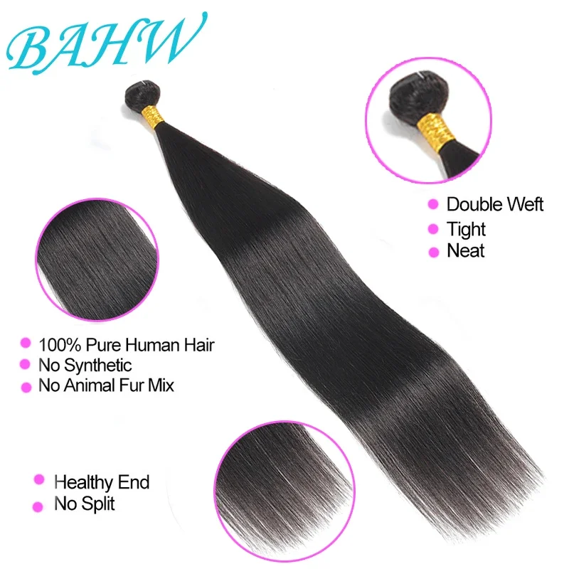 Xương Thẳng Tóc Bó Brasil Tóc Dệt Phần Mở Rộng 8-30 Inch Tóc Dệt Đen Tự Nhiên Trinh Nữ Tóc dành Cho Nữ
