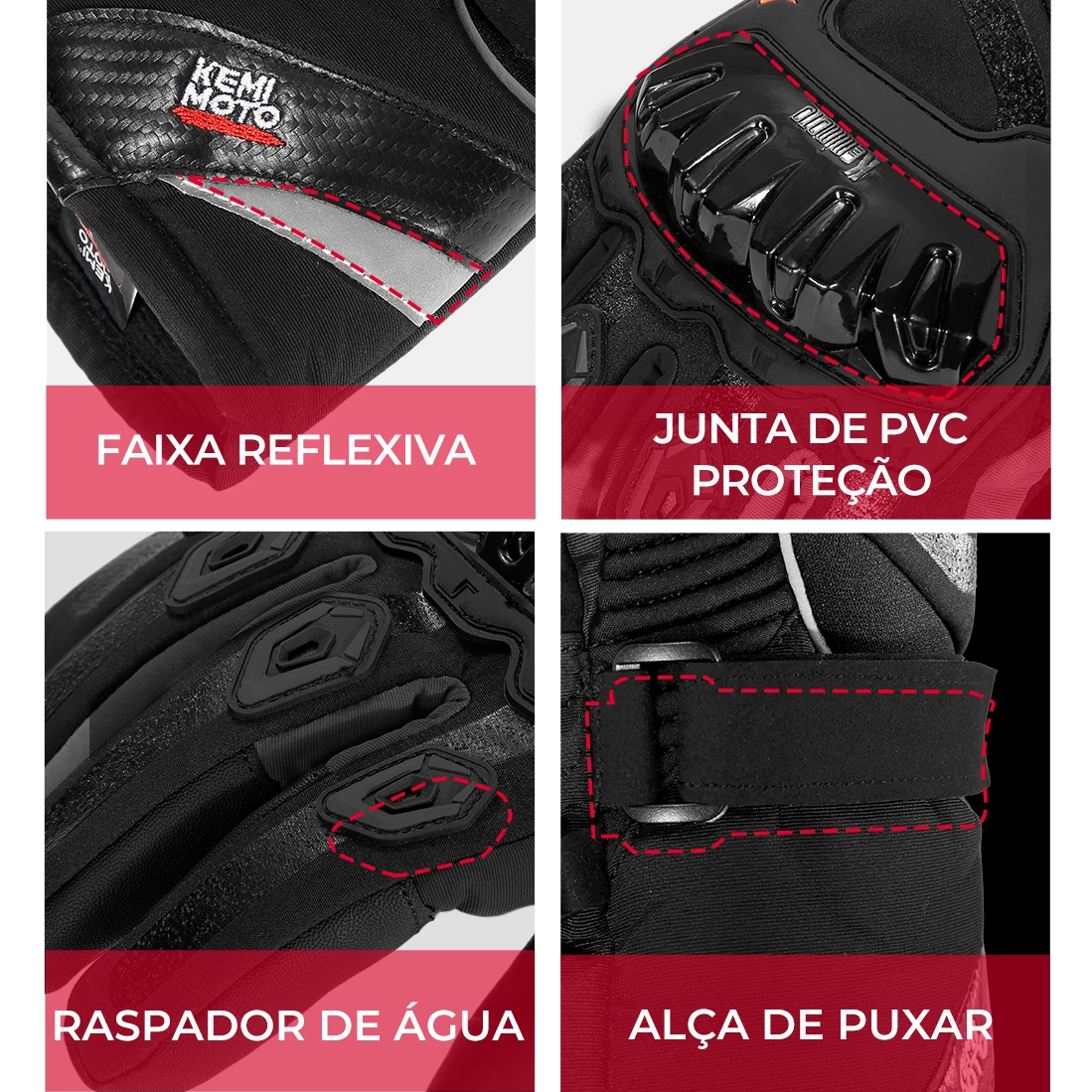 Kemimoto 2kp certificação ce luvas de motocicleta inverno outono preto moto luvas tela de toque quente à prova dwaterproof água luvas à prova de vento proteção de casca dura para motocross atv utv