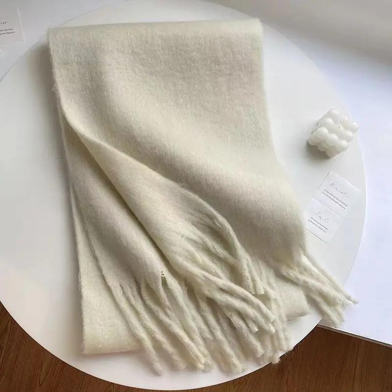 Bufanda de invierno de Color sólido para mujer, chal de Pashmina suave, grueso y cálido, chal de Cachemira grande, Bufanda versátil de invierno