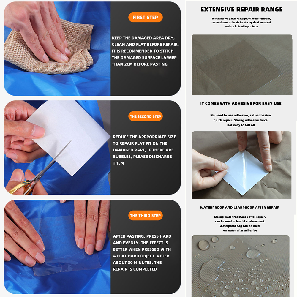 Black / Transparent Strong Waterproof Tape, High Strength Toughness, Suitable For Swimming Ring, Tent, Water Pipe ,Basin Repair