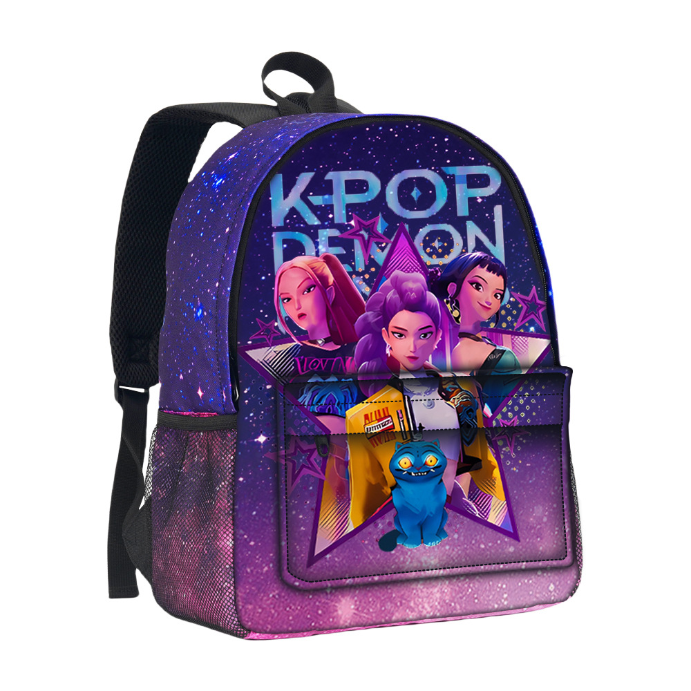 Bolsa de céu estrelado estereoscópico 3D Huntrix Kpop de 16 polegadas, bolsa de céu estrelado de grande capacidade para estudantes de caça de bruxa