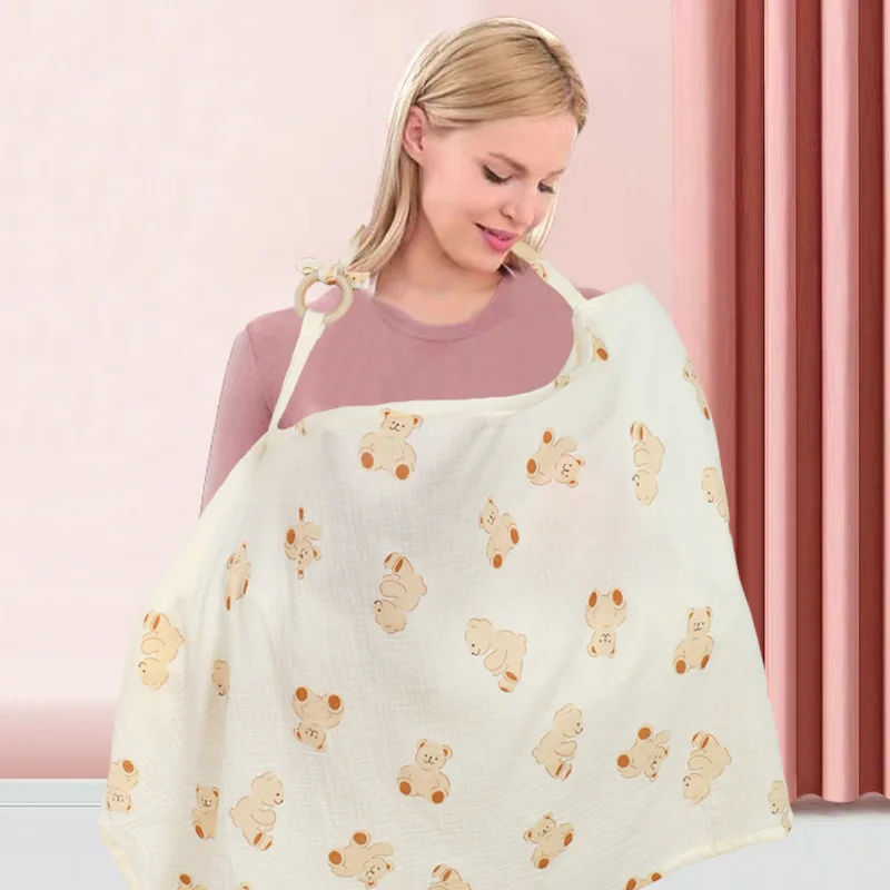 Dupla camada de algodão capa de enfermagem amamentação cobertor do bebê ao ar livre musselina gaze toalha multifuncional xale carrinho cobertor