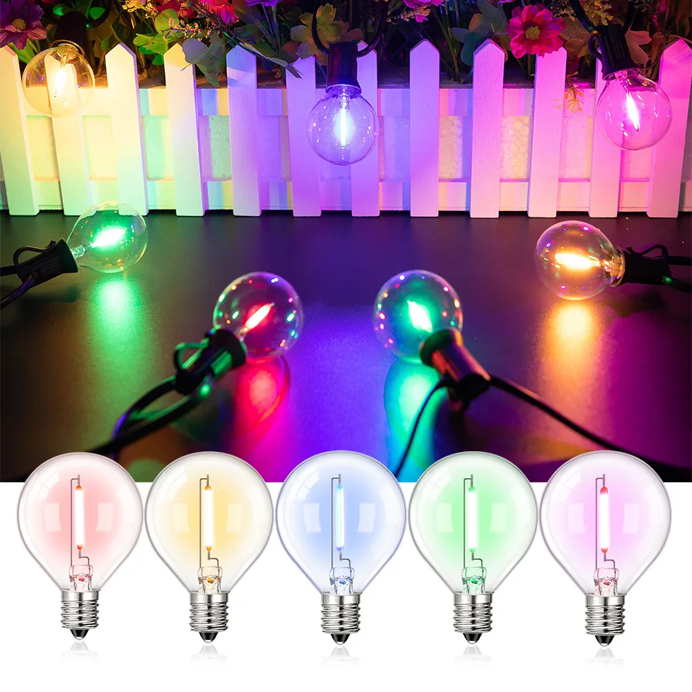 Waterproof String Light G40 Led Colored Filament Bulbs 1W E12 RGB EU US Plug Connectable Birthday Garden Fairy Party Decorations