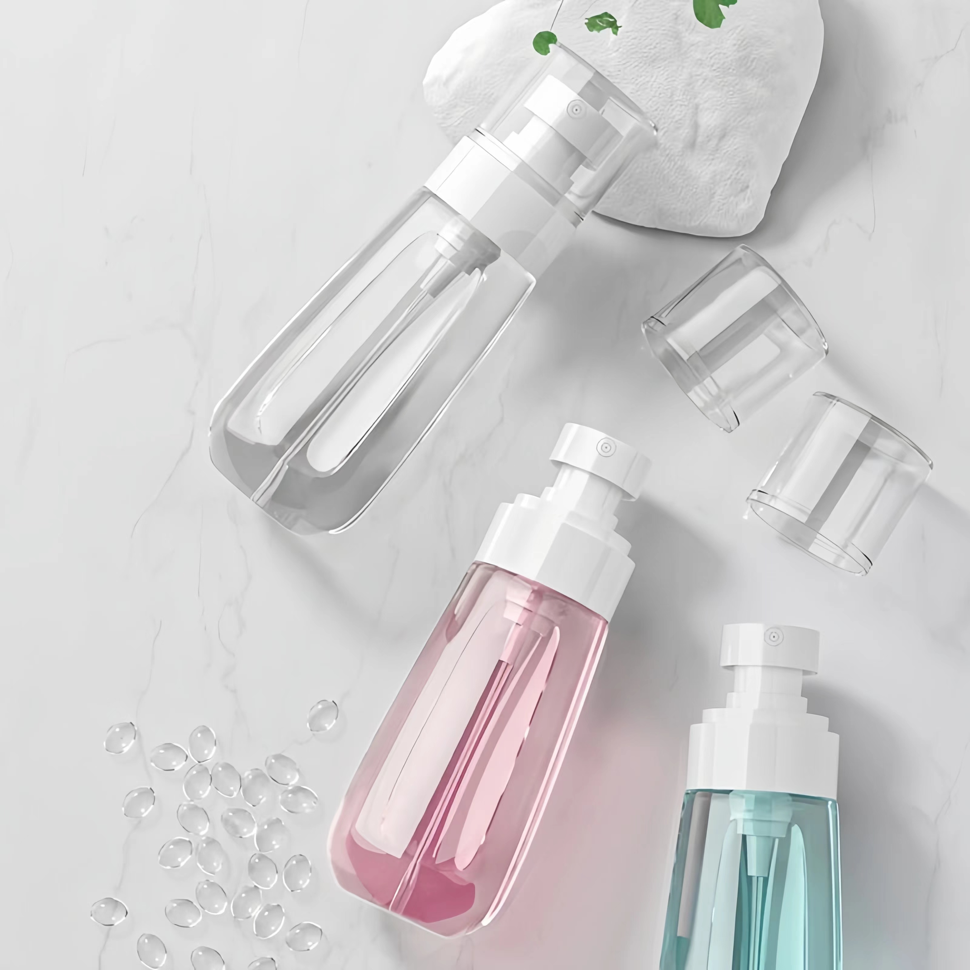Paquete de 2 botellas de Spray recargables, atomizador de Alcohol de 1oz/30ml, Mini contenedores de líquidos de niebla fina para el cuidado de la piel, accesorios de viaje de maquillaje