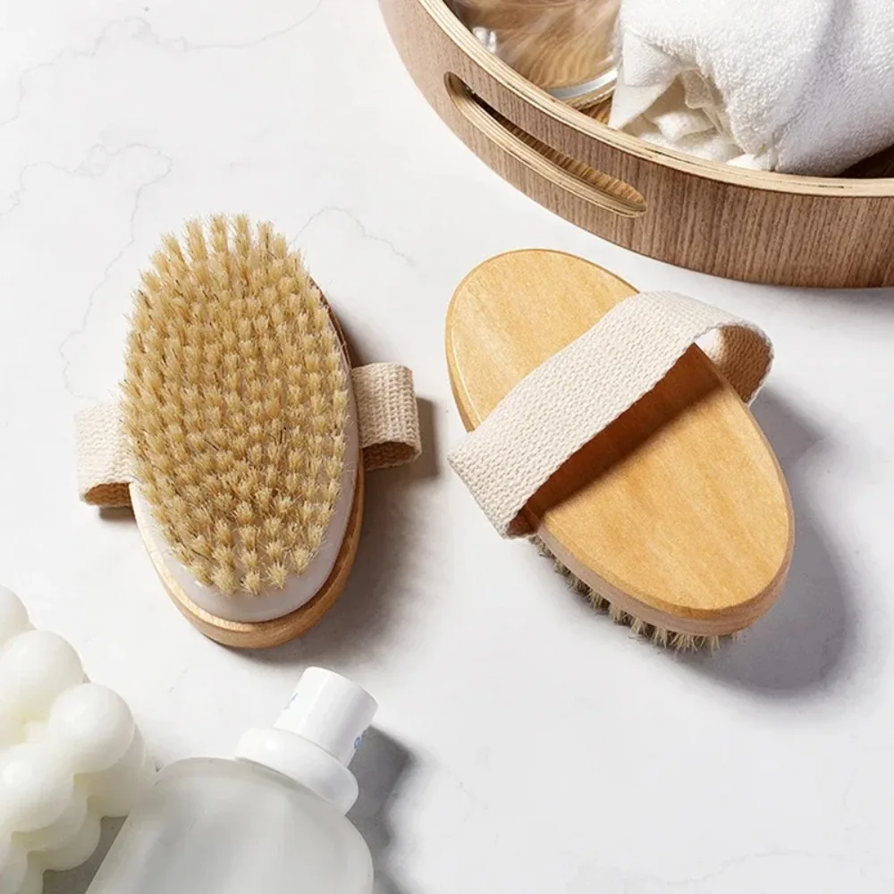 1 pc escova de juba natural macio molhado pele seca corpo spa escova banho massageador cáqui natural juba escova