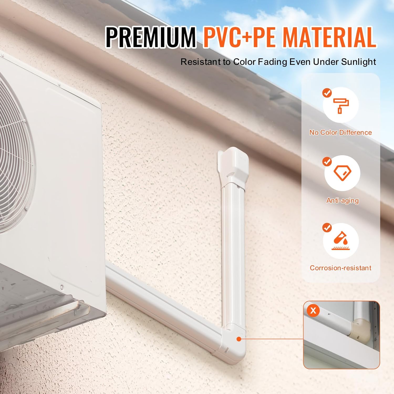Mini Split Line Set Cover 3-inch W 10Ft L, PVC Decorative Pipe Line Cover for Air Conditioner with 5 Straight Ducts