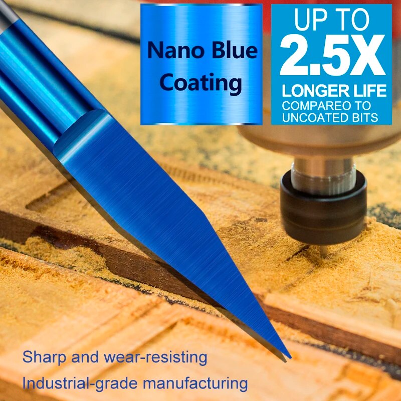 XCAN เครื่องตัด 10 ชิ้นด้านล่างแบนคาร์ไบด์ End Mill 10 15 20 30 องศา 0.1 มิลลิเมตร 1/8 Shank CNC แกะสลักบิต