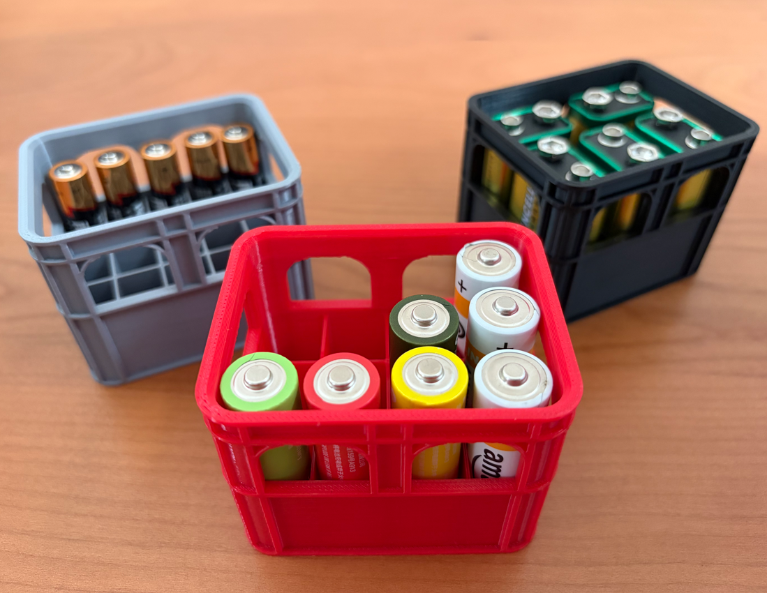 3D Printed Battery Storage Box DIY Beer Crate No. 5 Aa No. 7 Aaa 9V Battery Stackable Storage Basket Storage Box