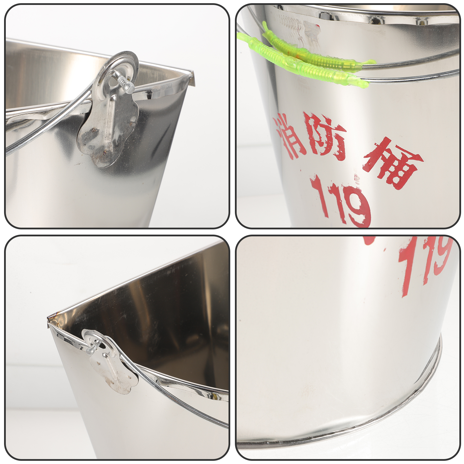 Stainless Steel Semicircular Barrel Emergency Sand Bucket Fire Extinguisher Flat Bottom Durable Practical Home Automotive
