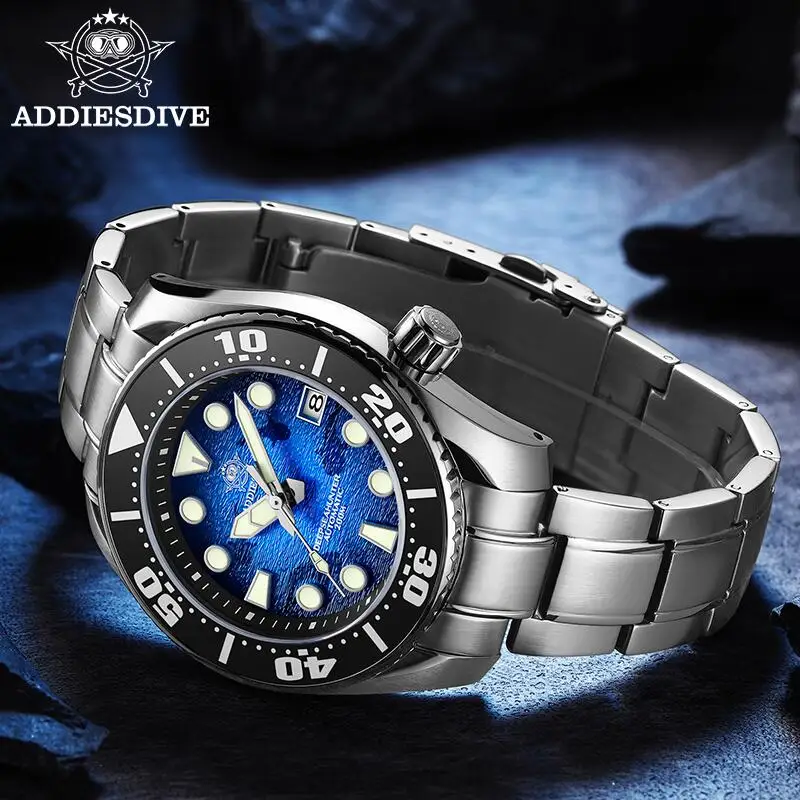 ADDIESDIVE marca superior hombres reloj de lujoAD2102 200m impermeable BGW9 superluminoso relojes masculinos relojes mecánicos automáticos