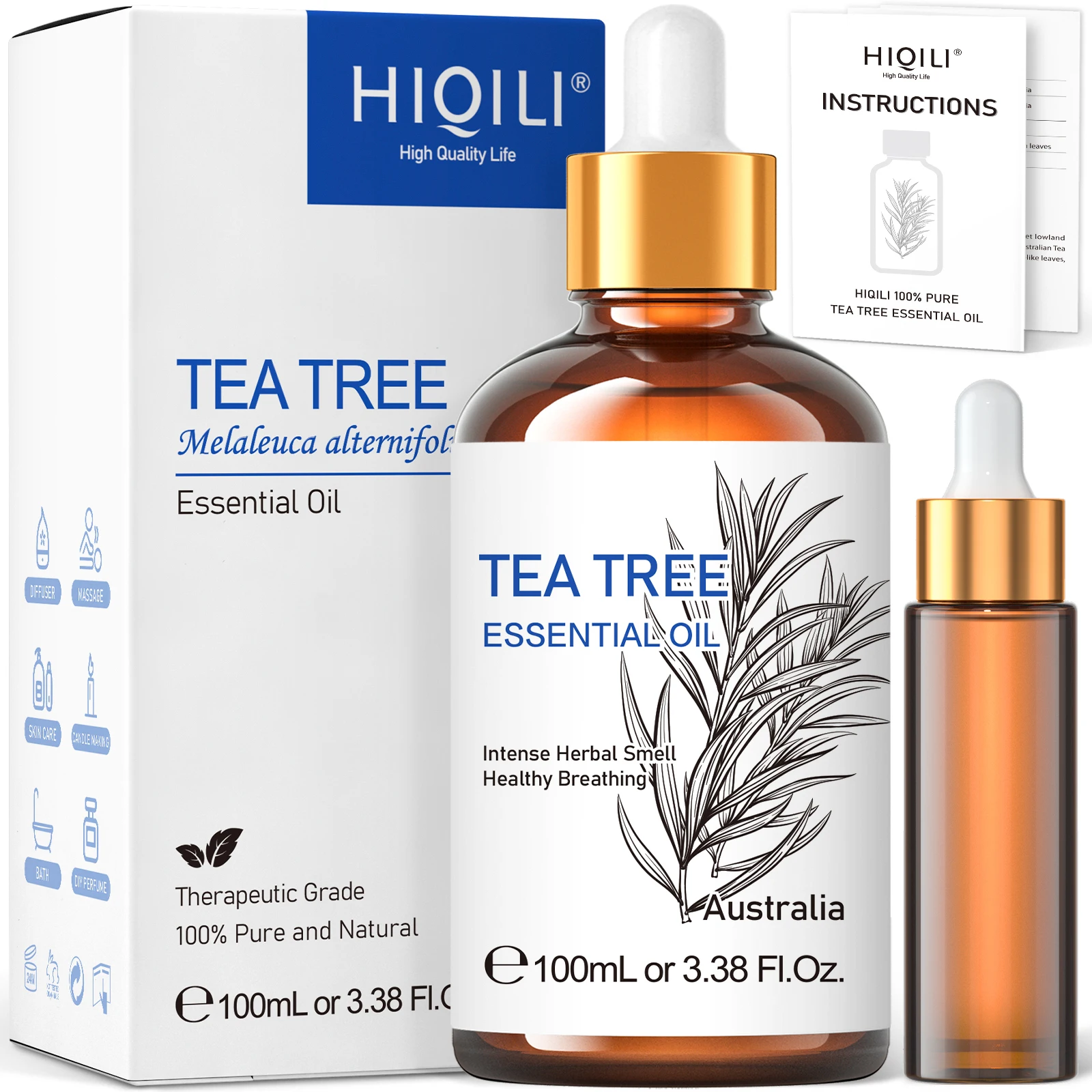 HIQILI 100ML Xông Tinh Dầu 100% Thiên Nhiên Nguyên Chất Xông Phòng | Sử Dụng Cho Máy Khuếch Tán Tinh Dầu, Tạo Ẩm, massage, Chăm Sóc Tóc