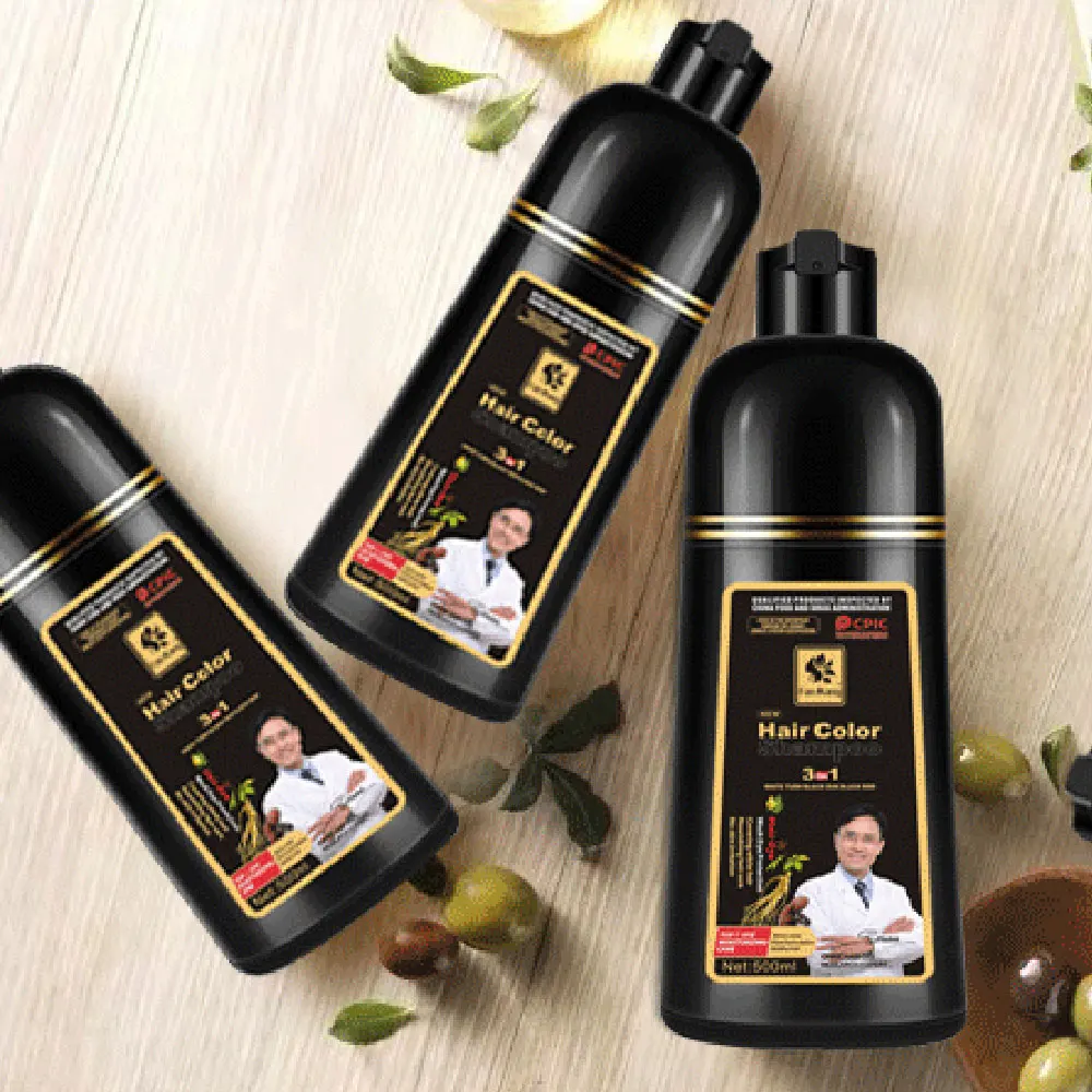 500 ml 3 In 1 Haarkleur Shampoo Zwart Haarverf Die Wit Haar Shampoo Zwarte Plantaardige Haarverf Snelle Haarverf crème Styling DIY