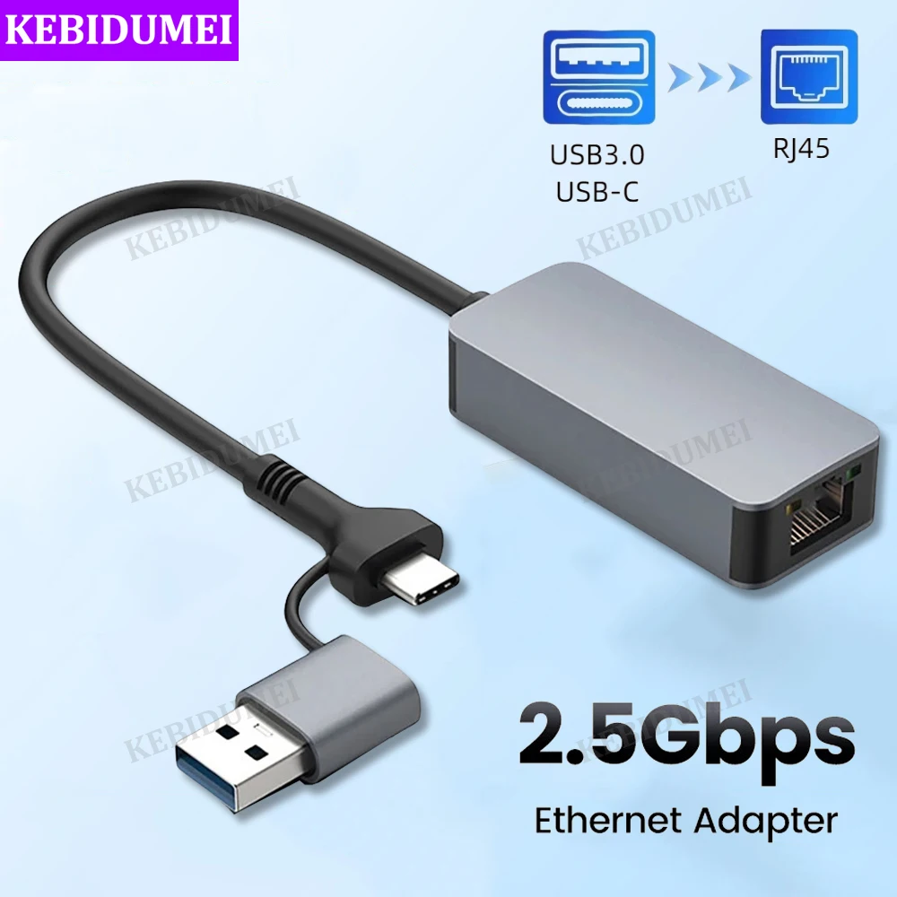 Адаптер Ethernet с двумя портами USB Type-C на RJ45, 2500 ГГц