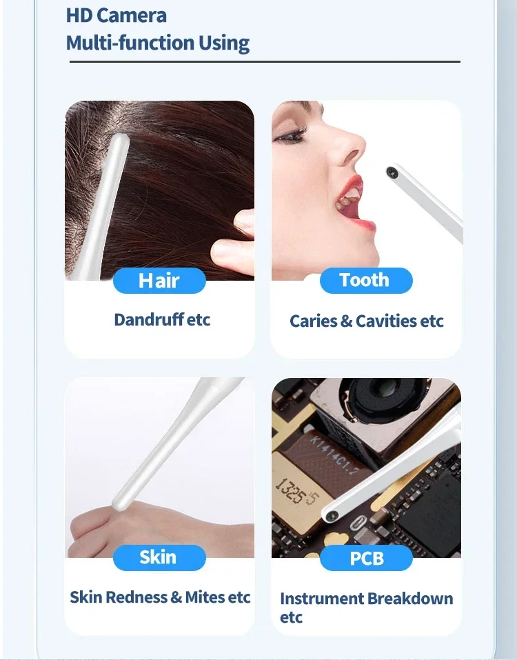 Wireless Wifi Visual Endoscopy Video Inspection Camera with 720P HD 6 LED Lights for Android and iOS Home Care System