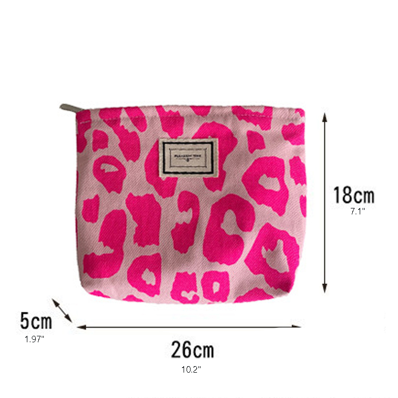 Rosa Leopardenmuster Damen Kosmetiktasche Retro Blume Damen Kleine Clutch Geldbörse Reisehandtaschen Schulmädchen Bleistift Aufbewahrungstaschen