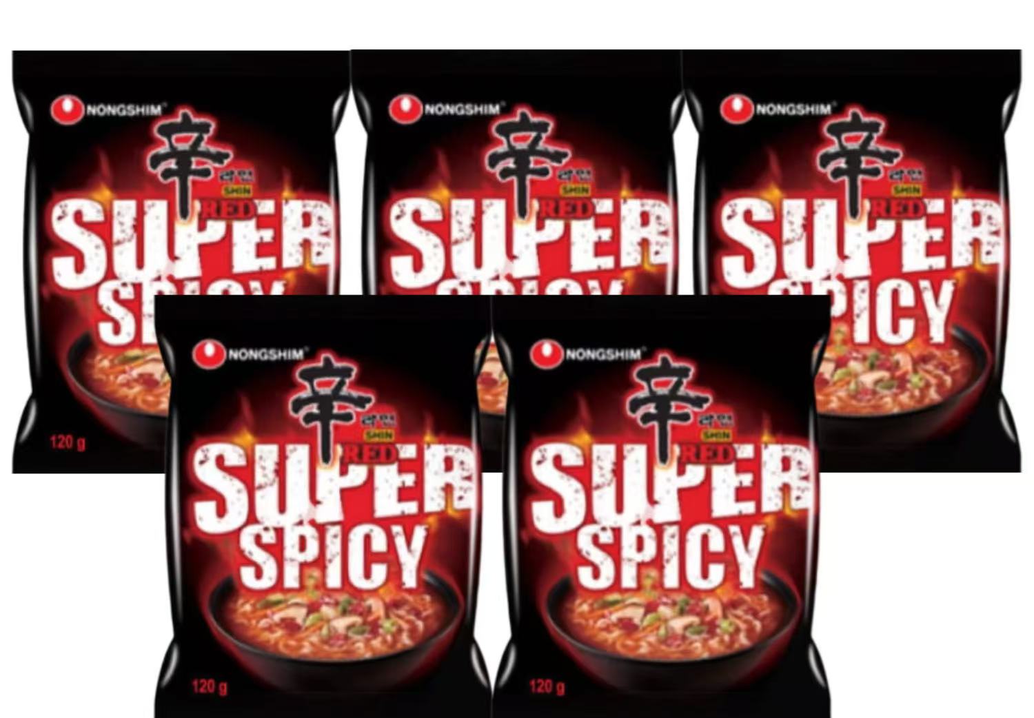 NONGSHIM, Extremely Spicy Ramen Instant Noodles, Pack of 5, 120g per pack