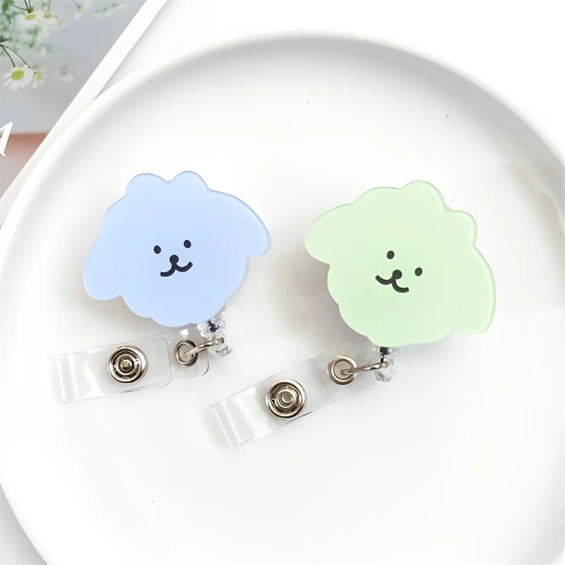 Acrylic Cute Cloud Shape Badge Holder Teacher Student Name Tag Clip Telescopic Rotating Id Buckle Badge Reel Clip Lanyard New