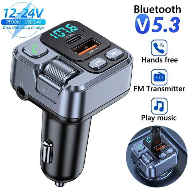 Auto Bluetooth Ontvanger Usb U Disk Lezen Pd20W Snel Opladen Digitale Display Auto Mobiele Telefoon Adapter Fm-zender voor Mobiele Telefoons