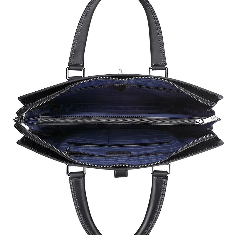 Men's large capacity briefcase, fashionable cowhide business computer bag, multifunctional shoulder bag
