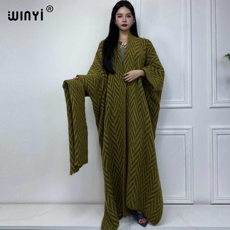 Winyi Frau Winter Strickjacke lose Weihnachten Mode Hipster Party Luxus kleid dicke warme weibliche Jacke Kaftan langen Mantel