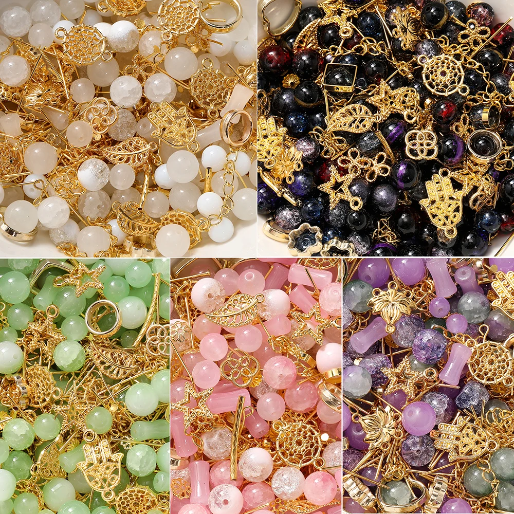 30-50 g/lote contas de vidro misturadas pingentes de metal espaçador grânulo jóias acessórios para diy pulseiras colar tornozeleira jóias fazendo