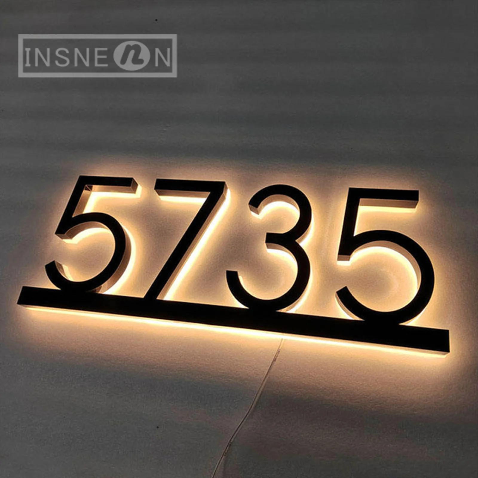 방수 3D LED 조명 주소 문짝 플레이트 번호, 스테인레스 스틸 문짝 마커, 실내 사무실 홈 데코
