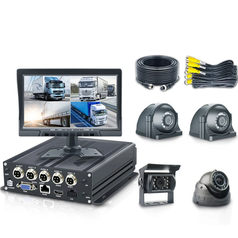 4CH SD Mobile DVR H.264 Digital Video Recorder CMSV6 Software MDVR 4 Channel 10.1 Inch Monitor Car Truck Mdvr Camera System