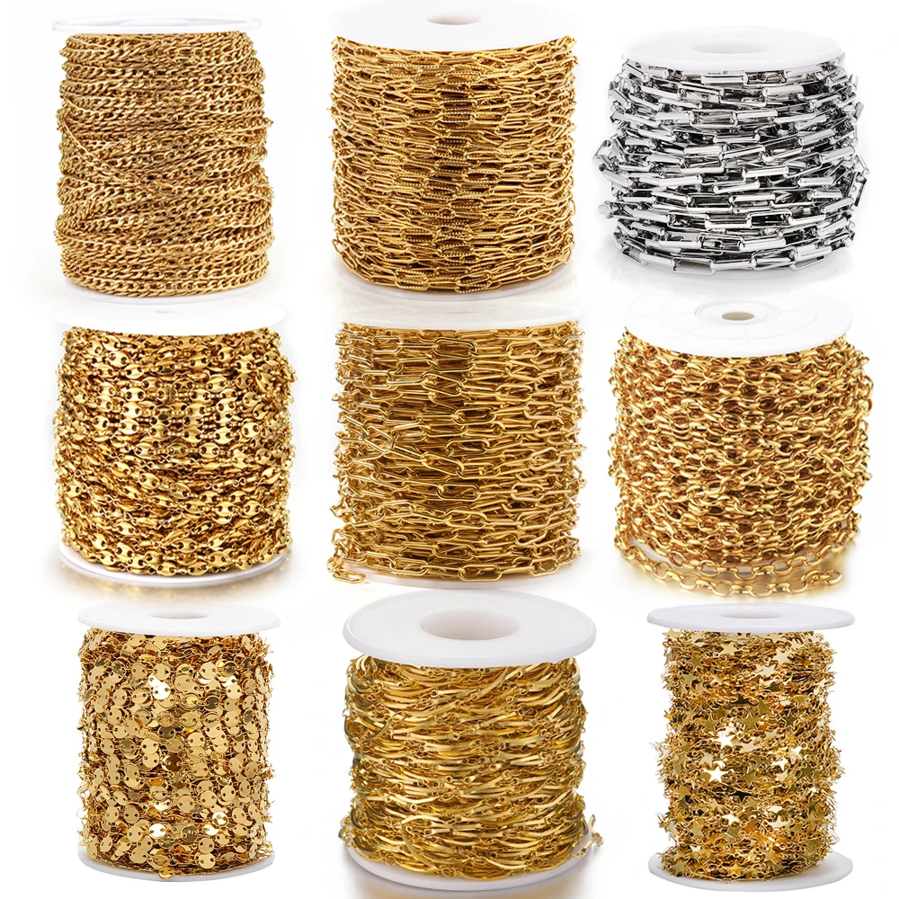 1meter Gold Farbe Edelstahl Ketten Stern Link Ketten DIY für Frauen Halskette Armband Schmuck Herstellung Komponenten DIY Keine verblasst
