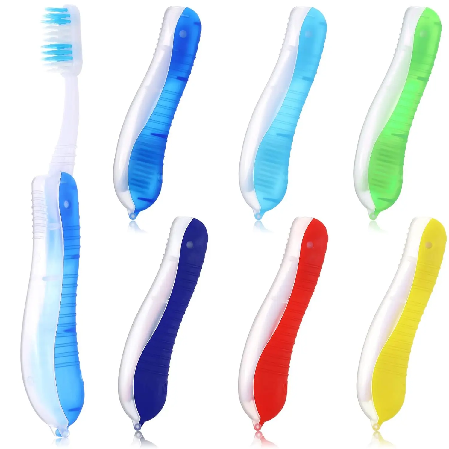 Spazzolino pieghevole da viaggio Spazzolino portatile con copertura incorporata Spazzola pieghevole multi colore per viaggi Uso quotidiano Donna Uomo
