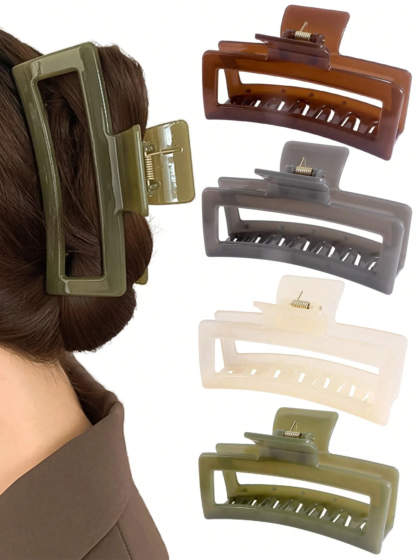 1/3/4 Stück Damen-Haarklammer in Gelee-Farbe, glänzend, quadratisch, hohl, multifunktional, schickes Haar-Accessoire, geeignet für den täglichen Gebrauch, im Freien