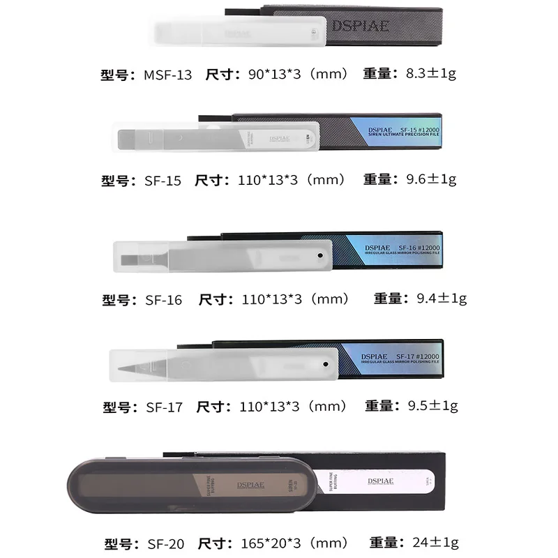DSPIAE-Abrasive Block Leviathan Ultimate Hobby FiLe Ceramic File, Polishing Tools MSF-13, SF-15, SF-16, SF-17, SF-20, 5Pcs per S