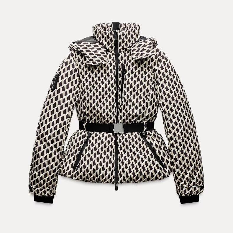 Jaqueta de Esqui de Aodão Quente com Gola de Cinto Moda Juvenil Manga Longa com Zíper Cor Sólida Casaco de Inverno Masculino