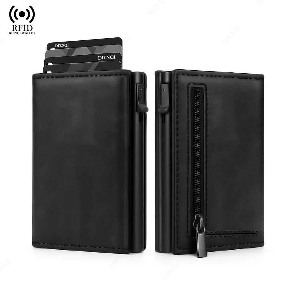 Tarjetero Rfid para hombre, tarjetero bancario, caja de Metal de aluminio, monedero minimalista delgado, billeteras inteligentes para hombre